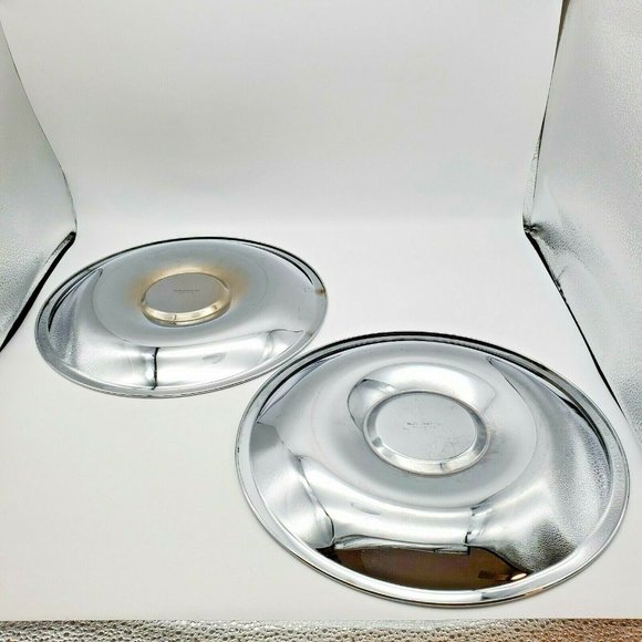 Vintage Kromex Pair Serving Trays Chrome 12 3/4" D Cheese Crackers Veggies Dips - Picture 2 of 7